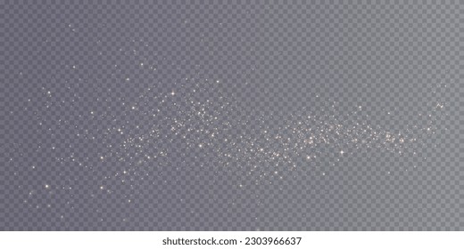 Christmas background. Powder dust light PNG. Magic shining gold dust. Fine, shiny dust bokeh particles fall off slightly. Fantastic shimmer effect. Vector illustrator.