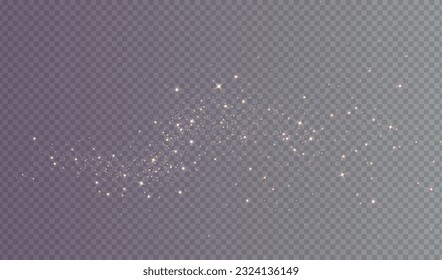 Christmas background. Powder dust light PNG. Magic shining gold dust. Fine, shiny dust bokeh particles fall off slightly. Fantastic shimmer effect. Vector illustrator.