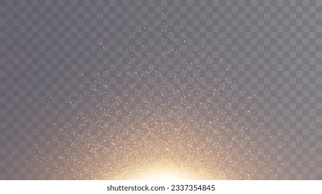 Christmas background. Powder dust light. Magic shining gold dust. Fine, shiny dust bokeh particles fall off slightly. Fantastic shimmer effect. Vector illustrator.