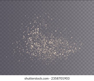 Christmas background. Powder dust light PNG. Magic shining gold dust. Fine, shiny dust bokeh particles fall off slightly. Fantastic shimmer effect. Vector illustrator.