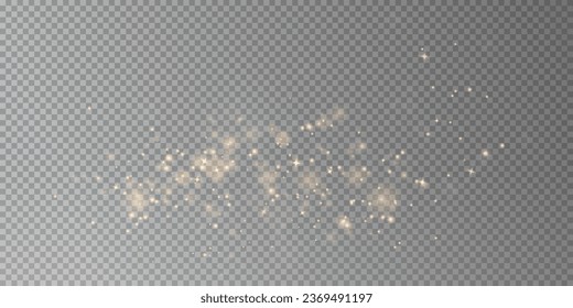 Christmas background. Powder dust light PNG. Magic shining gold dust. Fine, shiny dust bokeh particles fall off slightly. Fantastic shimmer effect. Vector illustrator.	