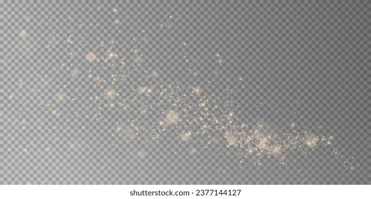 Christmas background. Powder dust light PNG. Magic shining gold comet. Fine, shiny dust bokeh particles fall off slightly. Fantastic shimmer effect. Vector illustrator.