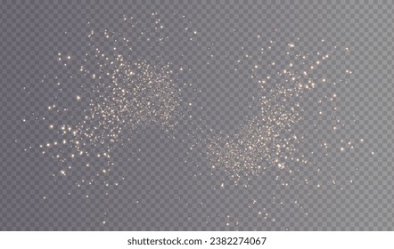 Christmas background. Powder dust light PNG. Magic shining gold dust. Fine, shiny dust bokeh particles fall off slightly. Fantastic shimmer effect. Vector illustrator.