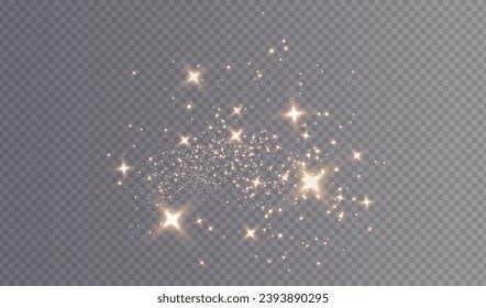  Christmas background. Powder dust light PNG. Magic shining gold dust. Fine, shiny dust bokeh particles fall off slightly. Fantastic shimmer effect. Vector illustrator.