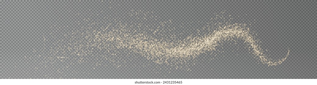 Christmas background. Powder dust light PNG. Magic shining gold dust. Fine, shiny dust bokeh particles fall off slightly. Fantastic shimmer effect. Vector illustrator.	