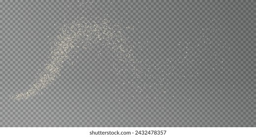 Christmas background. Powder dust light PNG. Magic shining gold dust. Fine, shiny dust bokeh particles fall off slightly. Fantastic shimmer effect. Vector illustrator.