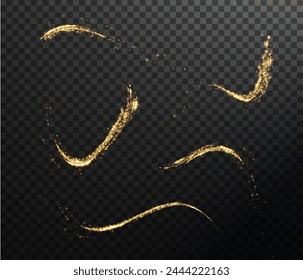 Christmas background. Powder dust light PNG. Magic shining gold dust. Fine, shiny dust bokeh particles fall off slightly. Fantastic shimmer effect. Vector illustrator.