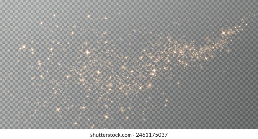 Christmas background. Powder dust light PNG. Magic shining gold dust. Fine, shiny dust bokeh particles fall off slightly. Fantastic shimmer effect. Vector illustrator.	
