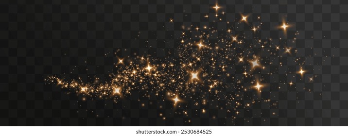 Christmas background. Powder dust light PNG. Magic shining gold dust. Fine, shiny dust bokeh particles fall off slightly. Fantastic shimmer effect. Vector illustrator.	
