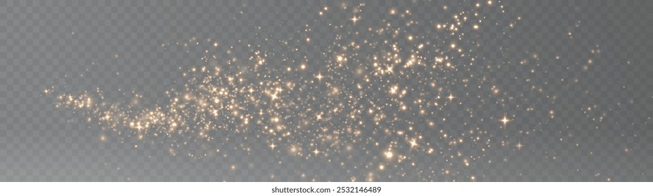 Fundo de Natal. Pó pó pó luz PNG. Magia brilhando pó de ouro. Partículas finas e brilhantes do bokeh da poeira caem ligeiramente. Fantástico efeito de brilho. Ilustrador de vetor.	
