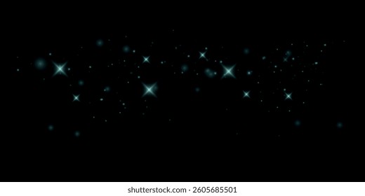  Christmas background. Powder dust light PNG. Magic shining green dust. Fine, shiny dust bokeh particles fall off slightly. Fantastic shimmer effect. Vector illustrator. 