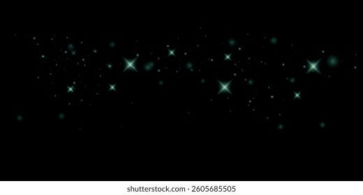  Christmas background. Powder dust light PNG. Magic shining green dust. Fine, shiny dust bokeh particles fall off slightly. Fantastic shimmer effect. Vector illustrator. 