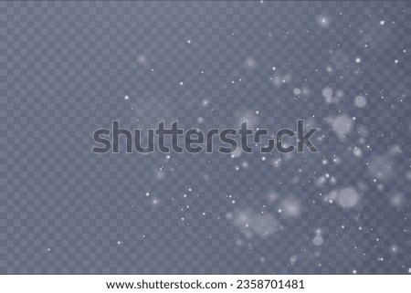 Christmas background. Powder dust light white PNG. Magic shining white dust. Fine, shiny dust particles fall off slightly. Fantastic shimmer effect.