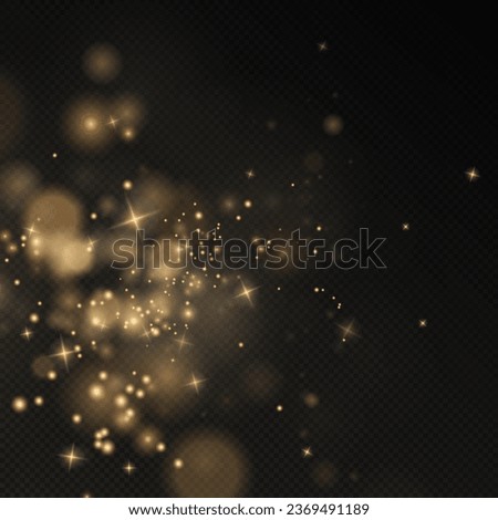 Christmas background. Powder dust light PNG. Magic shining gold dust. Fine, shiny dust bokeh particles fall off slightly. Fantastic shimmer effect. Vector illustrator.	