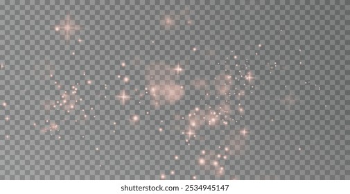 Christmas background. Powder dust red light PNG. Magic shining red dust. Fine, shiny dust bokeh particles fall off slightly. Fantastic shimmer effect. Vector illustrator.