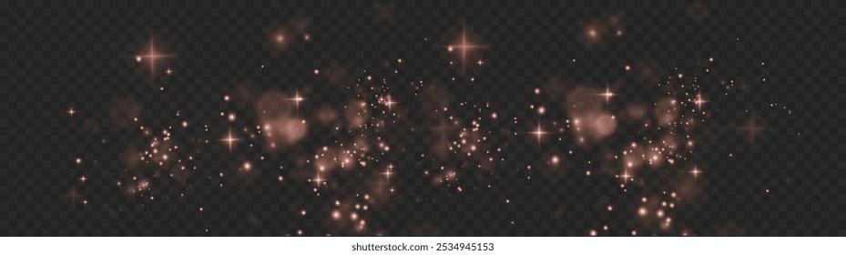 Christmas background. Powder dust red light PNG. Magic shining red dust. Fine, shiny dust bokeh particles fall off slightly. Fantastic shimmer effect. Vector illustrator.