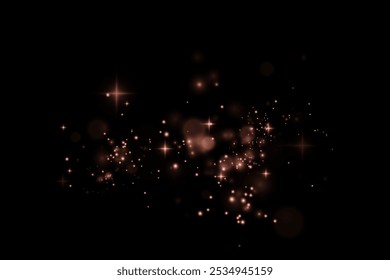 Fundo de Natal. Pó pó pó vermelho luz PNG. Magia brilhando pó vermelho. Partículas finas e brilhantes do bokeh da poeira caem ligeiramente. Fantástico efeito de brilho. Ilustrador de vetor.