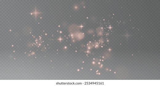 Christmas background. Powder dust red light PNG. Magic shining red dust. Fine, shiny dust bokeh particles fall off slightly. Fantastic shimmer effect. Vector illustrator.