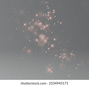 Christmas background. Powder dust red light PNG. Magic shining red dust. Fine, shiny dust bokeh particles fall off slightly. Fantastic shimmer effect. Vector illustrator.