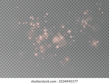 Christmas background. Powder dust red light PNG. Magic shining red dust. Fine, shiny dust bokeh particles fall off slightly. Fantastic shimmer effect. Vector illustrator.