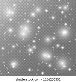 Christmas background. Powder PNG. Magic shining white dust. Fine, shiny dust particles fall off slightly. Fantastic shimmer effect.