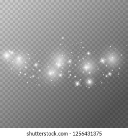 Christmas background. Powder PNG. Magic shining white dust. Fine, shiny dust particles fall off slightly. Fantastic shimmer effect.