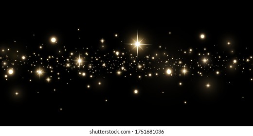 Christmas background. Powder PNG. Magic shining gold dust. Fine, shiny dust bokeh particles fall off slightly. Fantastic shimmer effect. Vector illustrator.