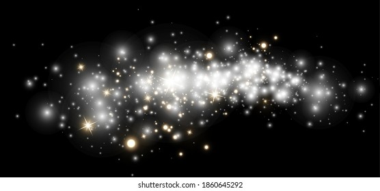 Christmas background. Powder PNG. Magic shining white dust. Fine, shiny dust particles fall off slightly. Fantastic shimmer effect.