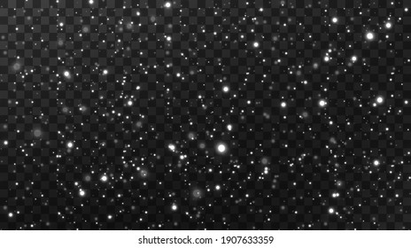 Christmas background. Powder PNG. Magic shining white dust. Fine, shiny dust particles fall off slightly. Fantastic shimmer effect.