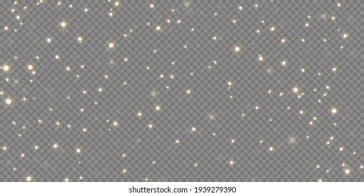 Christmas Background. Powder PNG. Magic Shining Gold Dust. Fine, Shiny Dust Bokeh Particles Fall Off Slightly. Fantastic Shimmer Effect. Vector Illustrator.