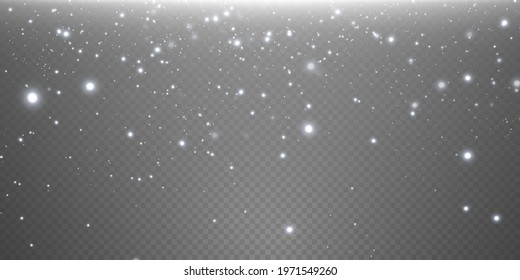 Christmas background. Powder PNG. Magic shining white dust. Fine, shiny dust particles fall off slightly. Fantastic shimmer effect.