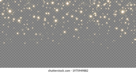 Christmas background. Powder PNG. Magic shining gold dust. Fine, shiny dust bokeh particles fall off slightly. Fantastic shimmer effect. Vector illustrator.