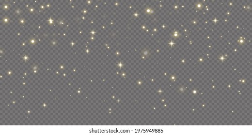 Christmas background. Powder PNG. Magic shining gold dust. Fine, shiny dust bokeh particles fall off slightly. Fantastic shimmer effect. Vector illustrator.