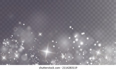 Christmas background. Powder PNG. Magic shining white dust. Fine, shiny dust particles fall off slightly. Fantastic shimmer effect.	
