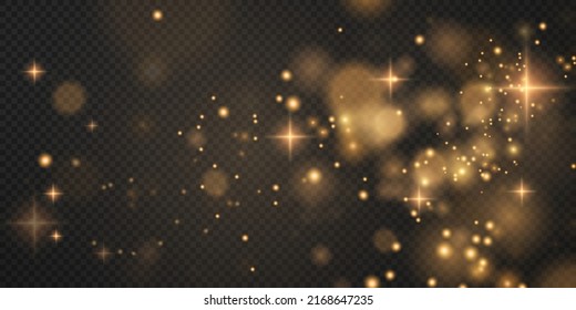 Christmas background. Powder PNG. Magic shining gold dust. Fine, shiny dust bokeh particles fall off slightly. Fantastic shimmer effect.	