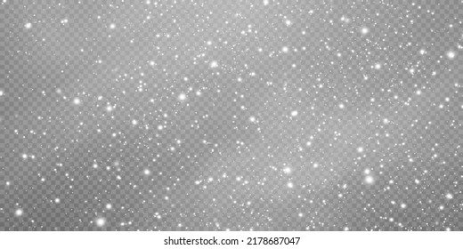  Christmas background. Powder PNG. Magic bokeh shines with white dust. Small realistic glare on a transparent Png background. Design element for cards, invitations, backgrounds, screensavers.