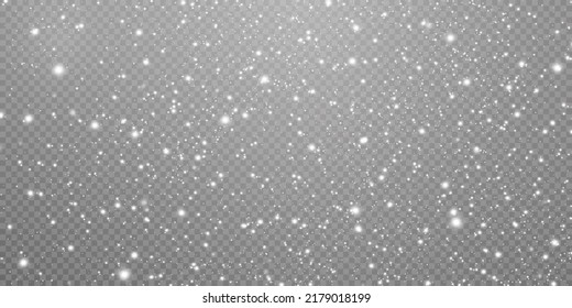 Christmas background. Powder PNG. Magic bokeh shines with white dust. Small realistic glare on a transparent Png background. Design element for cards, invitations, backgrounds, screensavers.