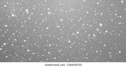 Christmas background. Powder PNG. Magic bokeh shines with white dust. Small realistic glare on a transparent Png background. Design element for cards, invitations, backgrounds, screensavers.