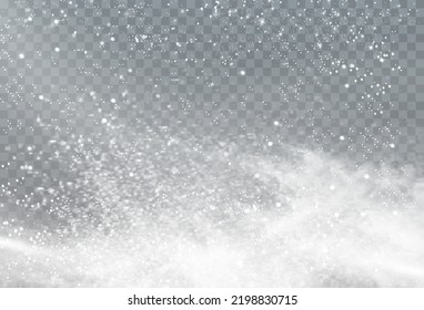 Christmas background. Powder PNG. Magic shining white dust. Fine, shiny dust particles fall off slightly. Fantastic shimmer effect.