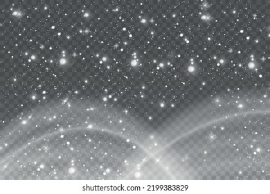 Christmas background. Powder PNG. Magic shining white dust. Fine, shiny dust particles fall off slightly. Fantastic shimmer effect.
