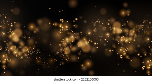 Fondo de Navidad. PNG en polvo. Polvo de oro brillante mágico. Las partículas finas y brillantes del polvo se caen ligeramente. Fantástico efecto shimmer.