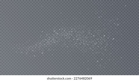 Christmas background. Powder PNG. Magic bokeh shines with white dust. Small realistic glare on a transparent Png background. Design element for cards, invitations, backgrounds, screensavers.