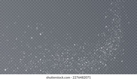 Christmas background. Powder PNG. Magic bokeh shines with white dust. Small realistic glare on a transparent Png background. Design element for cards, invitations, backgrounds, screensavers.