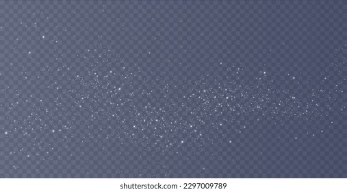 Christmas background. Powder PNG. Magic bokeh shines with white dust. Small realistic glare on a transparent Png background. Design element for cards, invitations, backgrounds, screensavers.