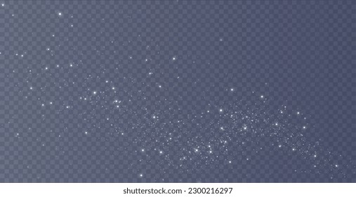 Christmas background. Powder PNG. Magic bokeh shines with white dust. Small realistic glare on a transparent Png background. Design element for cards, invitations, backgrounds, screensavers.