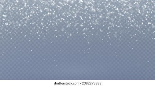 Christmas background. Powder PNG. Magic bokeh shines with white dust. Small realistic glare on a transparent Png background. Design element for cards, invitations, backgrounds, screensavers.