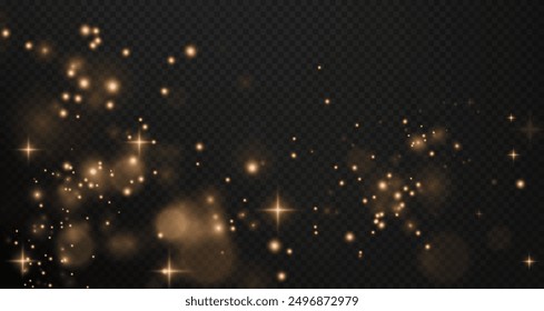 Christmas background. Powder PNG. Magic shining gold dust. Fine, shiny dust bokeh particles fall off slightly. Fantastic shimmer effect.	