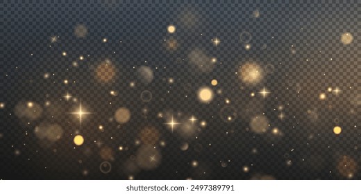 Christmas background. Powder PNG. Magic shining dust. Fine, shiny dust bokeh particles fall off slightly. Fantastic shimmer effect.