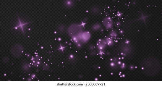 Christmas background. Powder PNG. Magic shining dust. Fine, shiny dust pink bokeh particles fall off slightly. Fantastic shimmer effect.