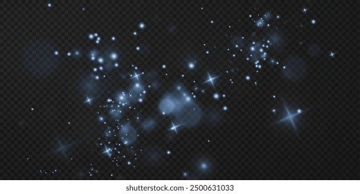 Christmas background. Powder PNG. Magic shining dust. Fine, shiny dust blue bokeh particles fall off slightly. Fantastic shimmer effect.	